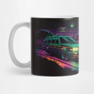 Retro Neon 80s Station Wagon - I have to poop Mug